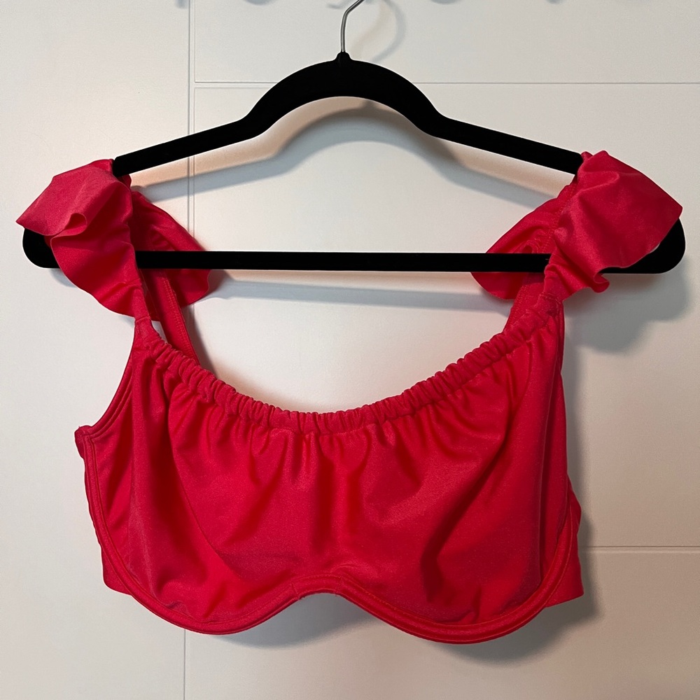 Abercrombie and Fitch Curve Love Ruffle Strap Underwire Bikini Top
